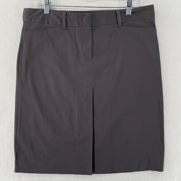 Zara Basic Skirt Womens L Gray Straight Pencil Back Slit Knee Length Vented - Picture 1 of 9